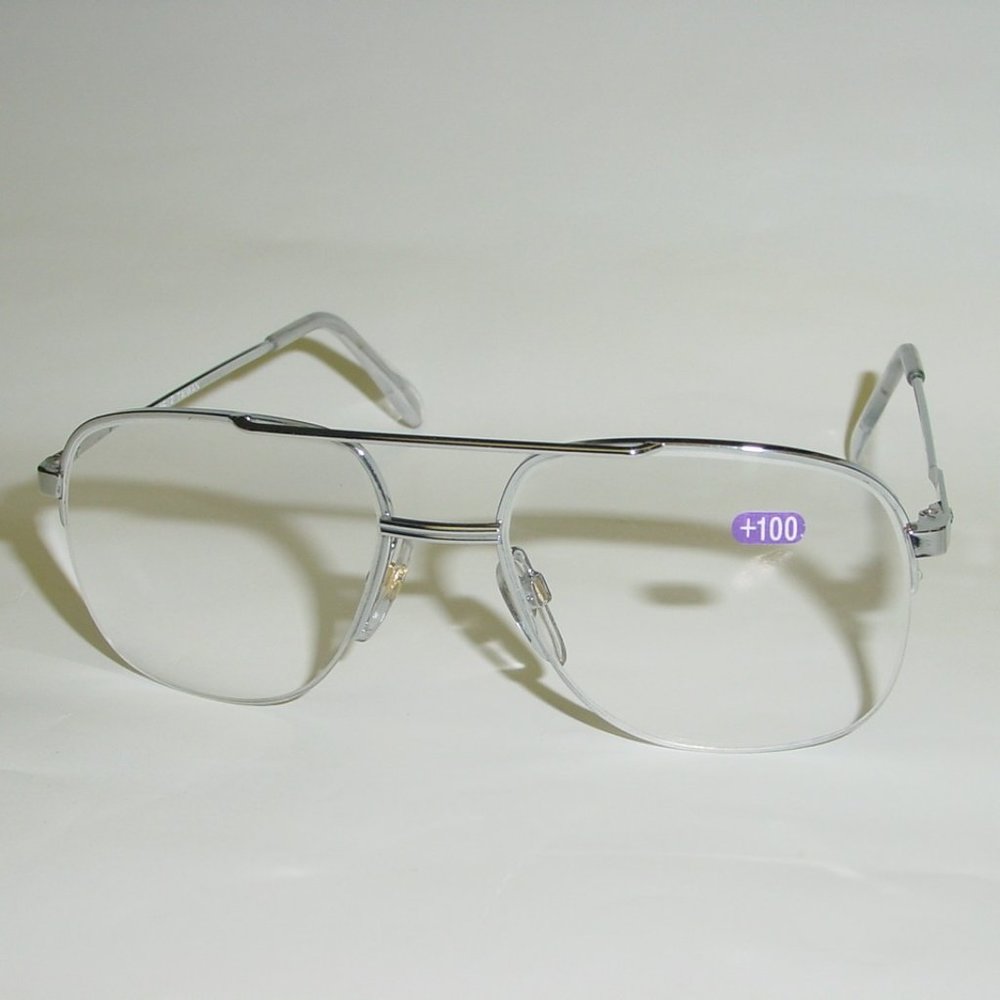 (NWT) Vintage 90's Square Metal Double Bridge Reading Glasses +3.25